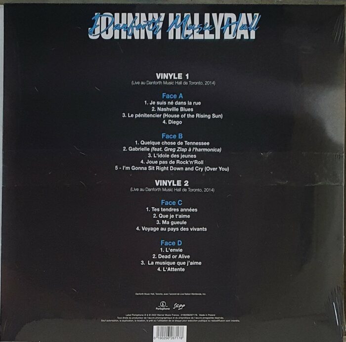 double vinyle johnny hallyday live au danforth music hall de toronto verso