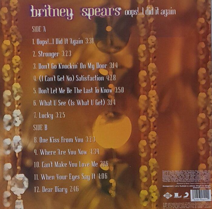 vinyle picture disc britney spears oops i did it again verso